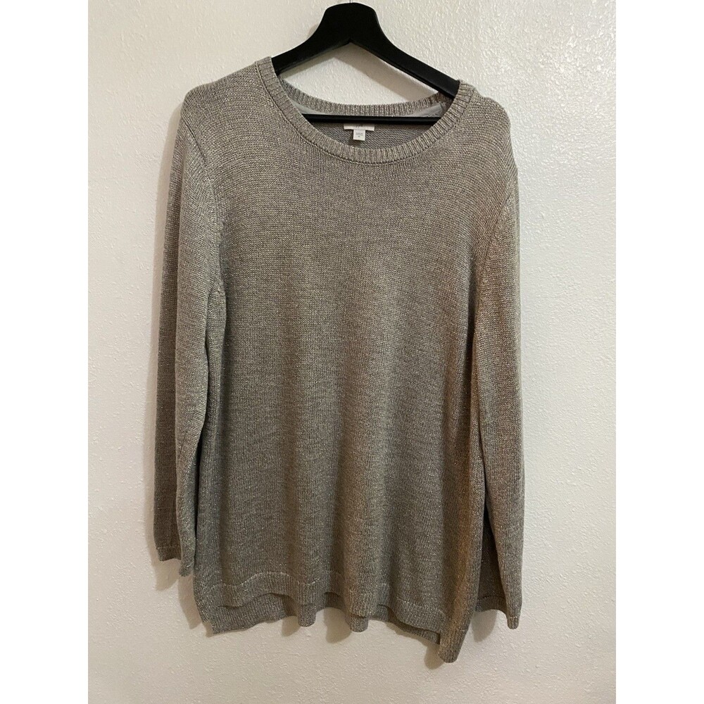 J Jill Gray Silver Thread Metallic Sweater XL